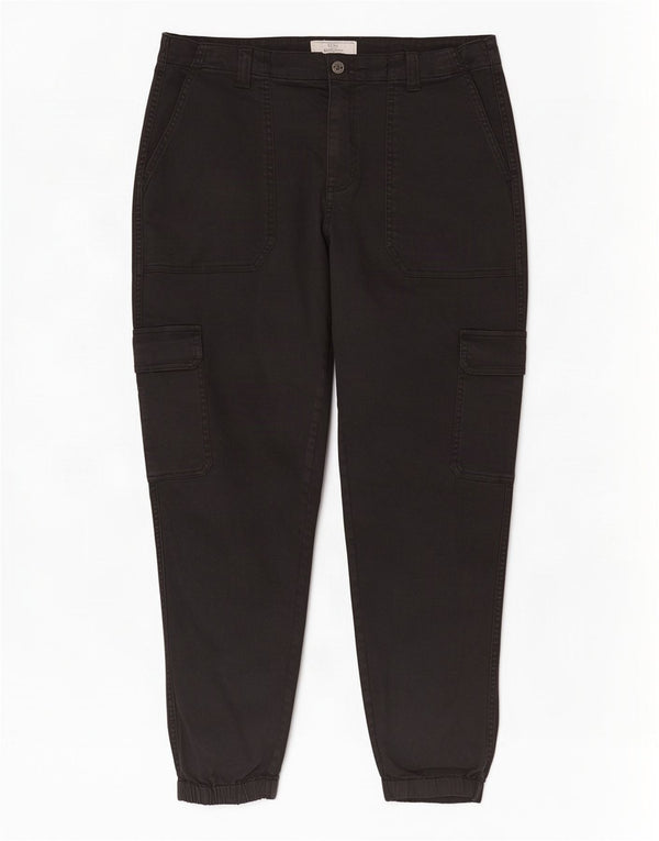 Calça cargo feminina Fat Face Joggers UK 16 grande W34 L28 algodão preto