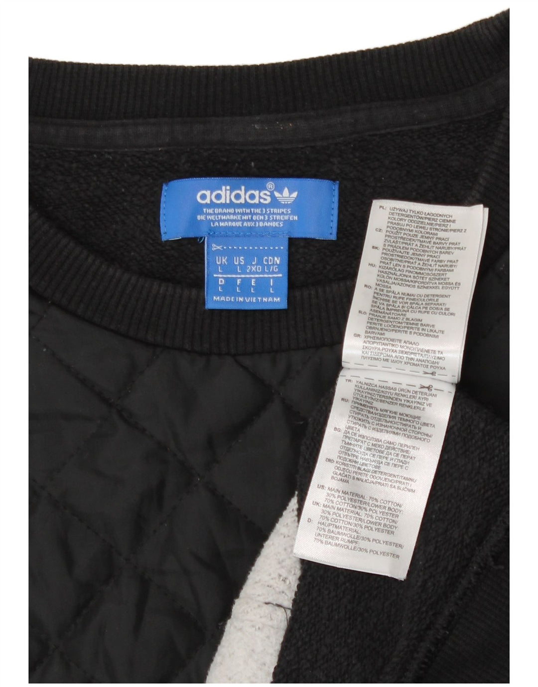 Adidas Mens Moletom Jumper Grande Preto Colorblock Algodão