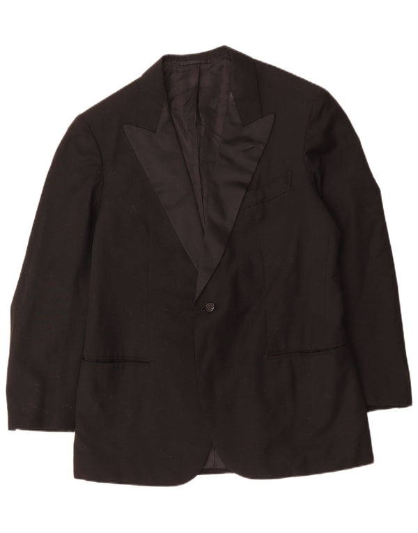 Jaqueta blazer masculina vintage com 1 botão Reino Unido 38 médio preto