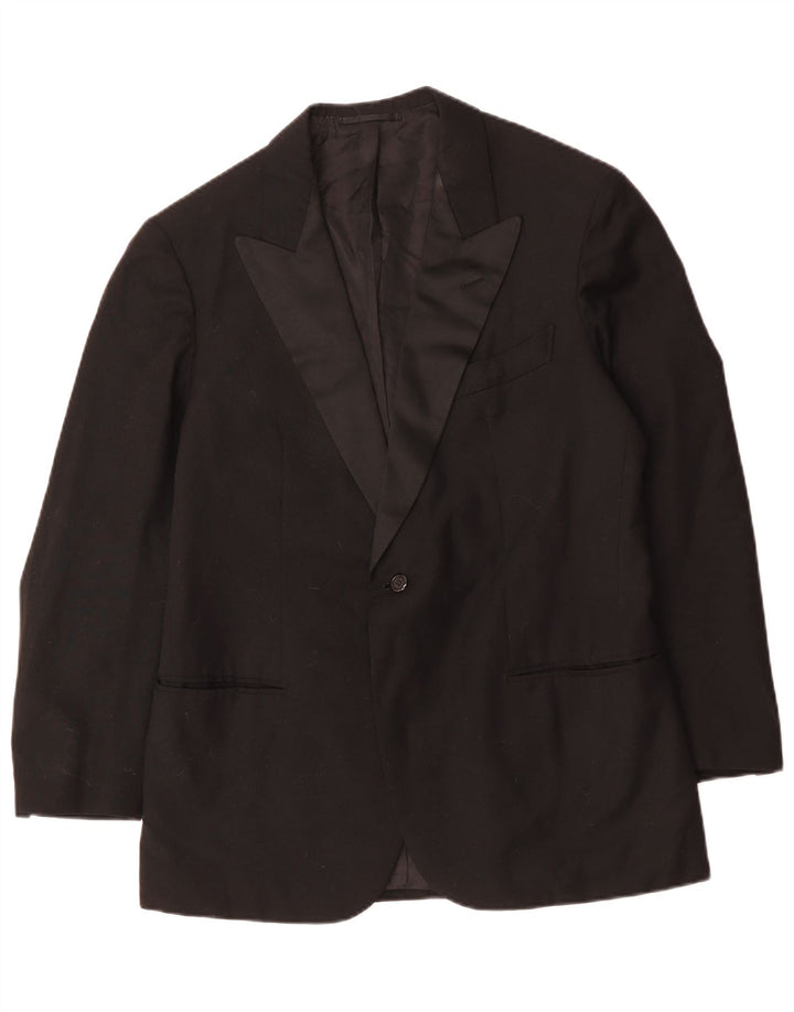 Jaqueta blazer masculina vintage com 1 botão Reino Unido 38 médio preto