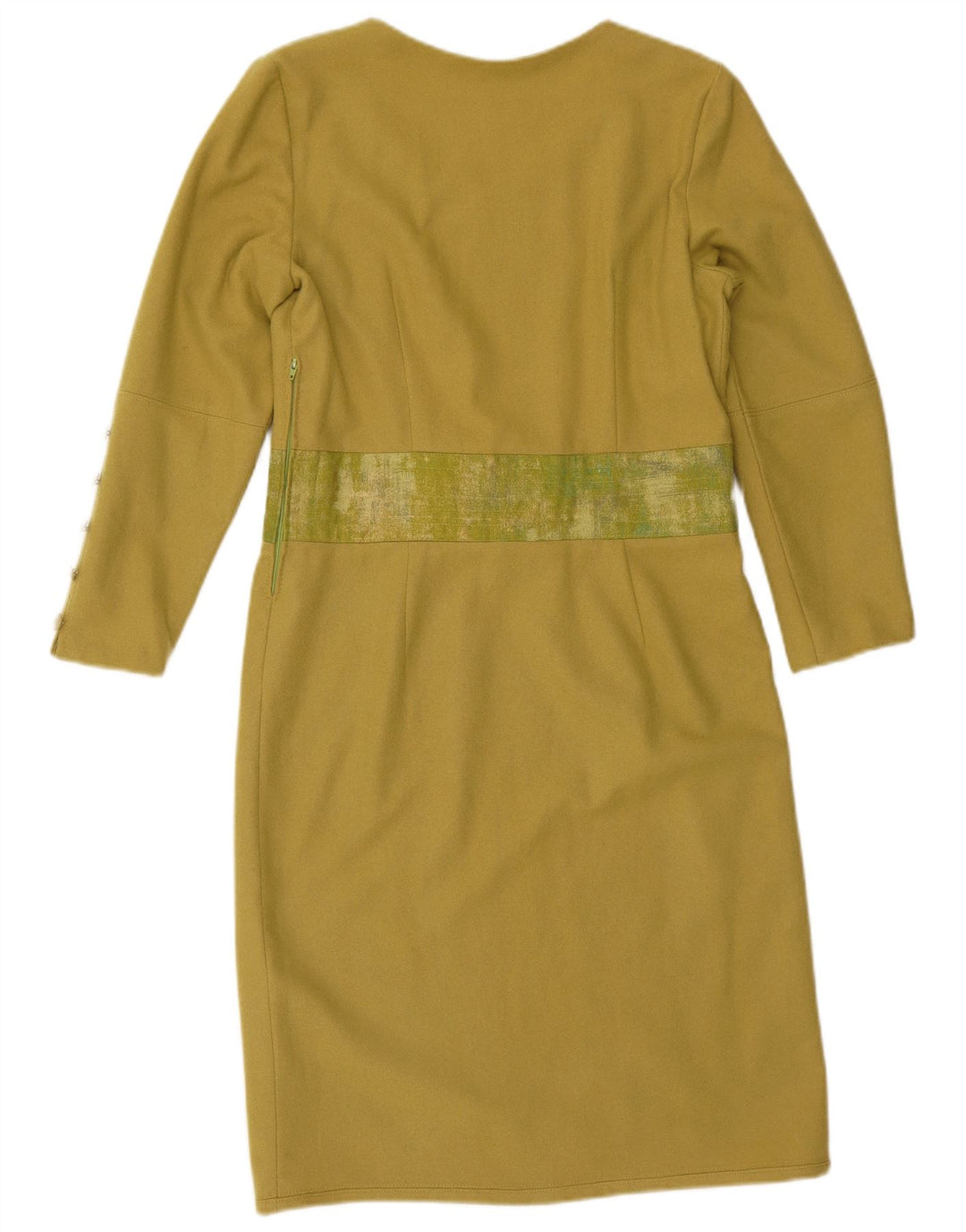 Vestido feminino vintage de manga comprida UK 12 verde médio