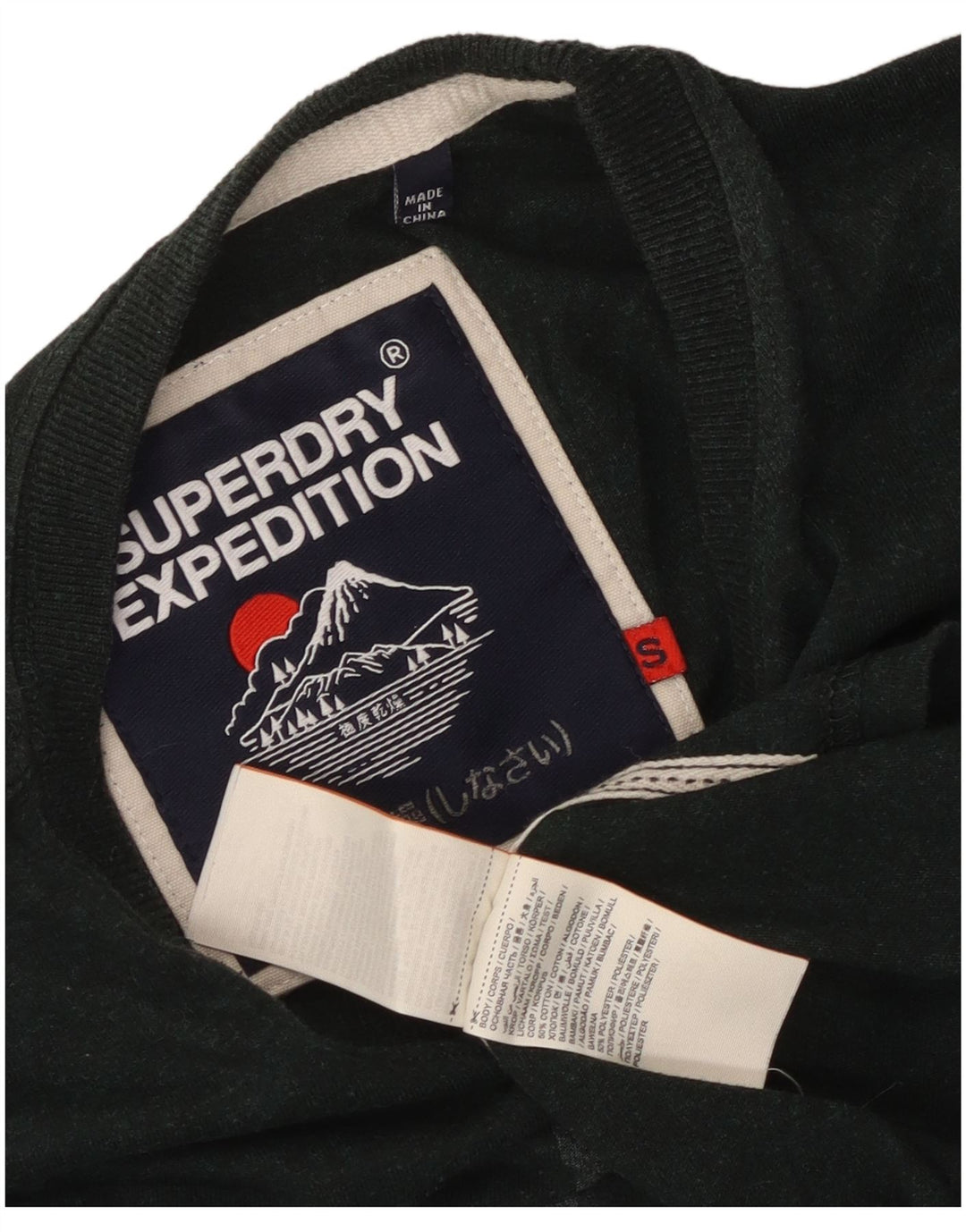 Top gráfico masculino Superdry manga comprida pequeno algodão verde