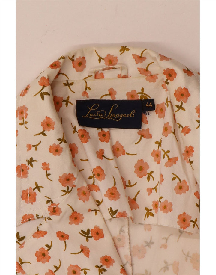 LUISA SPAGNOLI Jaqueta blazer feminina de 3 botões IT 44 médio branco floral