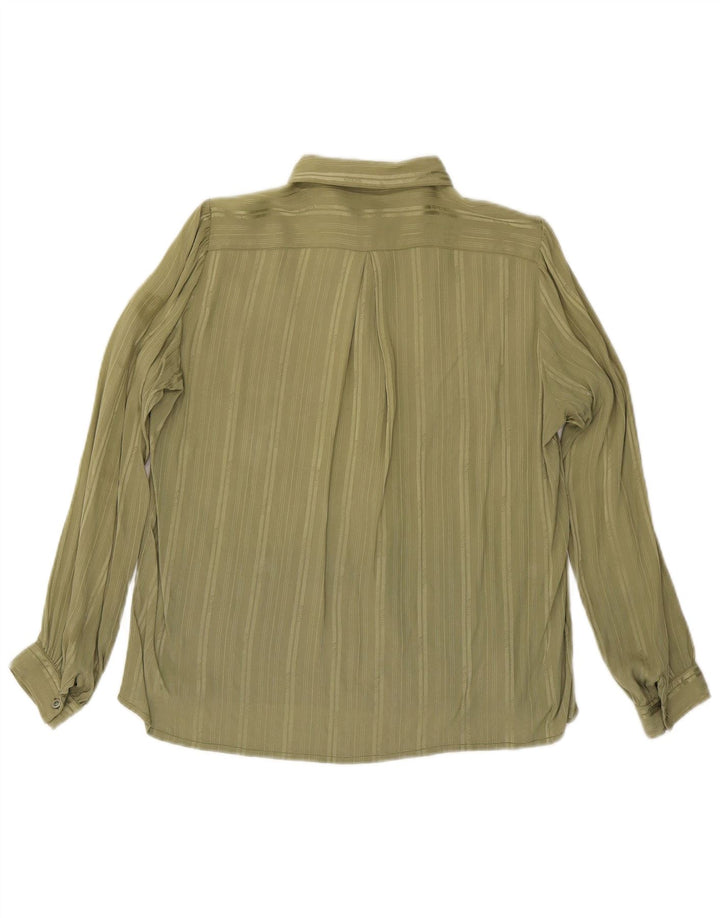 Camisa feminina vintage UK 16 grande listrada verde