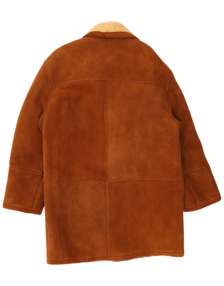 Jaqueta masculina vintage de shearling UK 40 grande marrom shearling