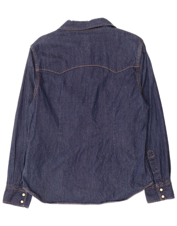 Camisa jeans feminina Lee de manga comprida com ajuste regular Reino Unido 18 XL azul marinho algodão