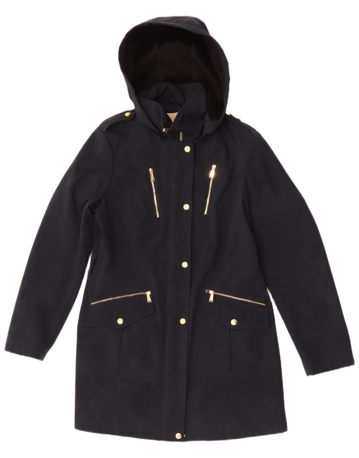 Sobretudo militar feminino com capuz Michael Kors Reino Unido 14 azul marinho médio