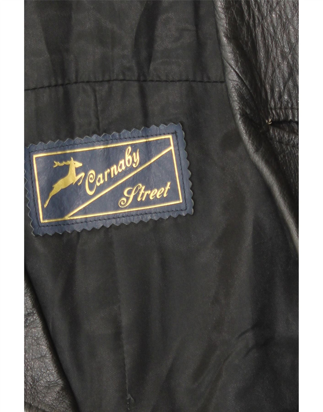 Jaqueta masculina de couro com peito duplo Carnaby Street UK 38 média preta