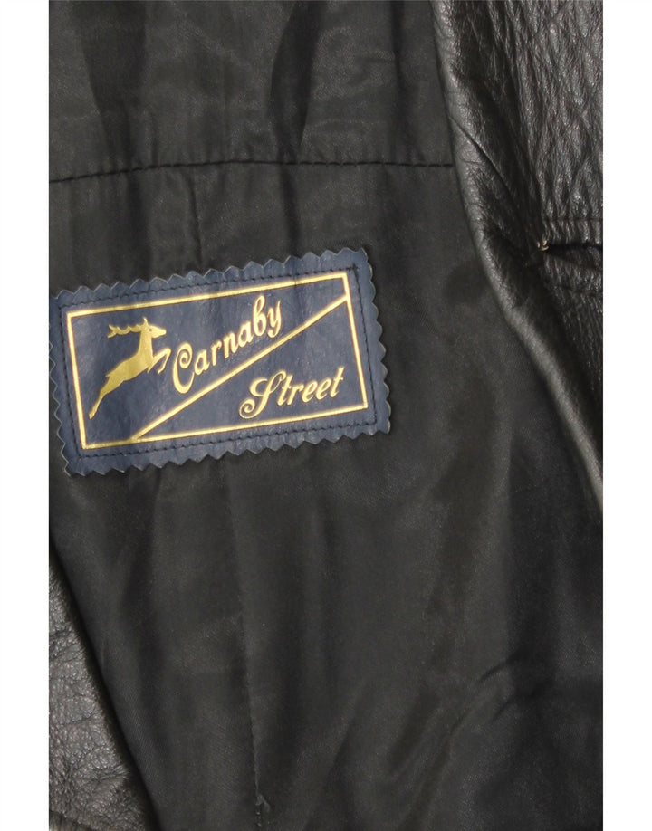 Jaqueta masculina de couro com peito duplo Carnaby Street UK 38 média preta