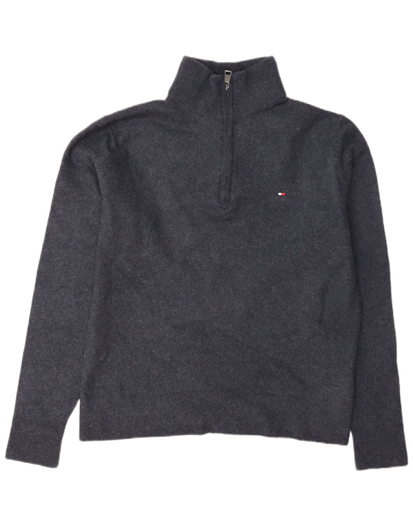 Suéter masculino Tommy Hilfiger com zíper e gola 2XL lã azul marinho