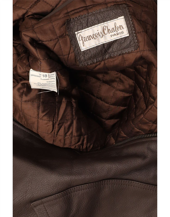 Casaco de couro VINTAGE para meninos 15-16 anos XL couro marrom