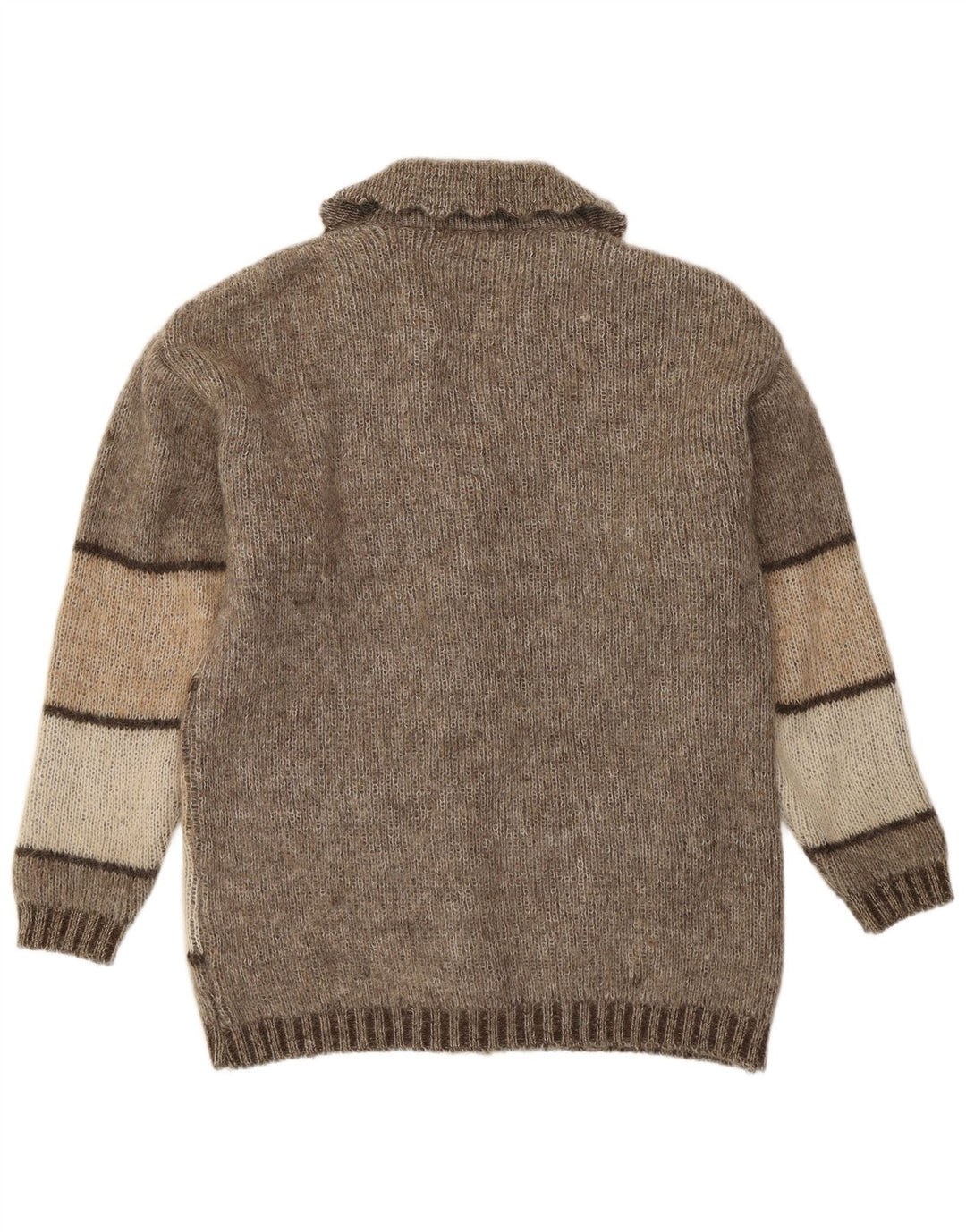 Suéter cardigã feminino vintage IT 54 3XL cinza geométrico
