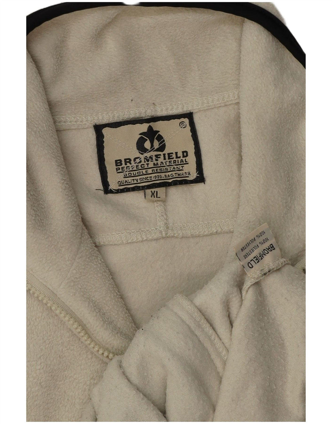 VINTAGE Mens Fleece Jacket UK 42 XL Off White Polyester