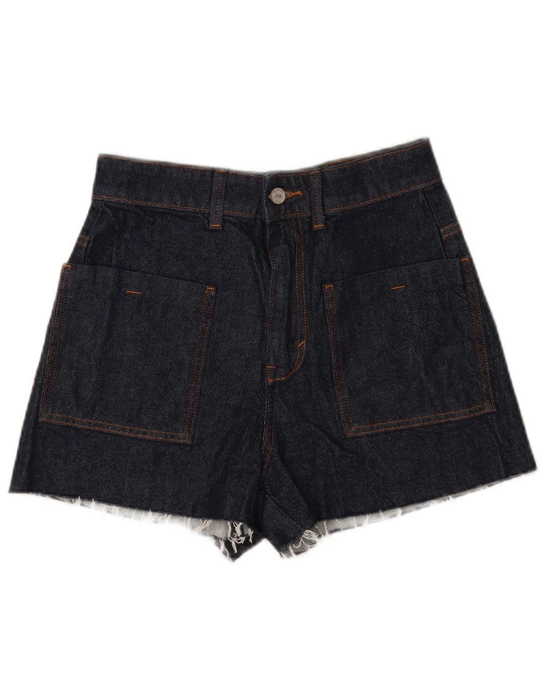 Shorts jeans feminino Zara EU 38 pequeno W28 algodão azul marinho