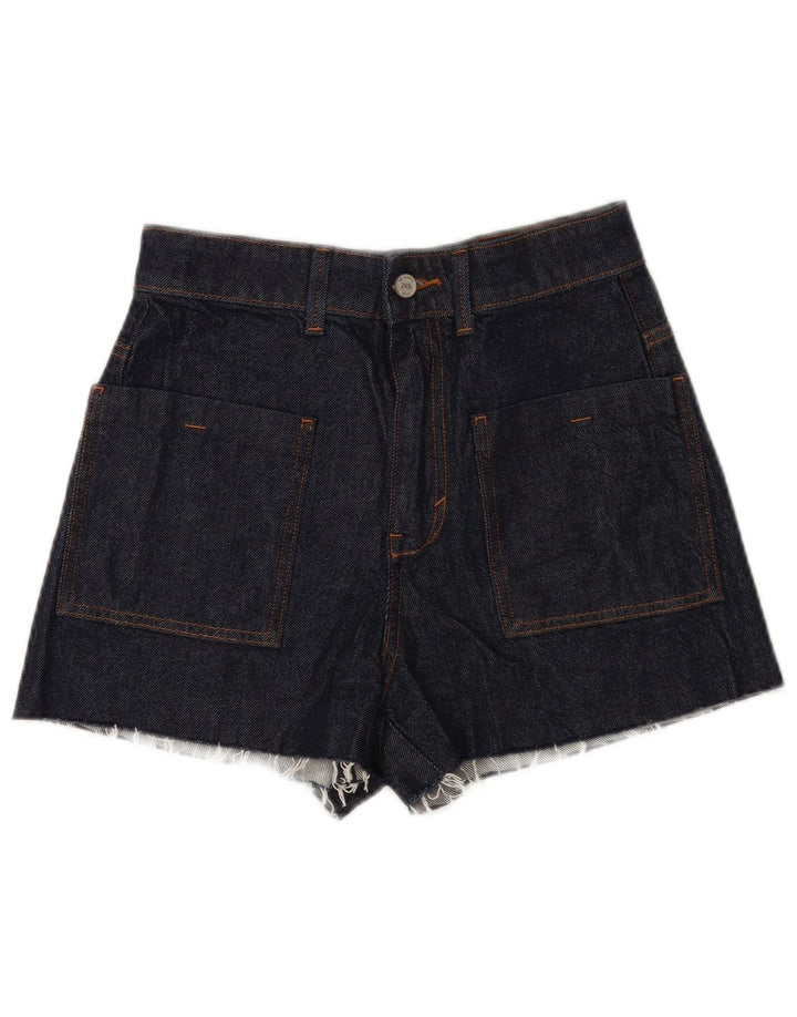 Shorts jeans feminino Zara EU 38 pequeno W28 algodão azul marinho