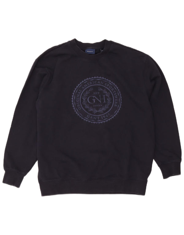 Gant moletom masculino gráfico jumper médio azul marinho algodão