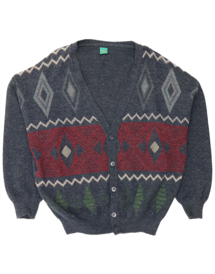 Suéter cardigã masculino CANDA de ajuste solto 2XL azul marinho Argyle/acrílico diamante