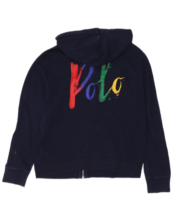 Polo Ralph Lauren Suéter feminino com capuz e zíper 10-11 anos médio azul marinho