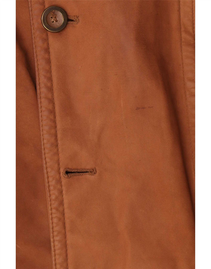 Casaco de couro masculino vintage UK 40 grande marrom