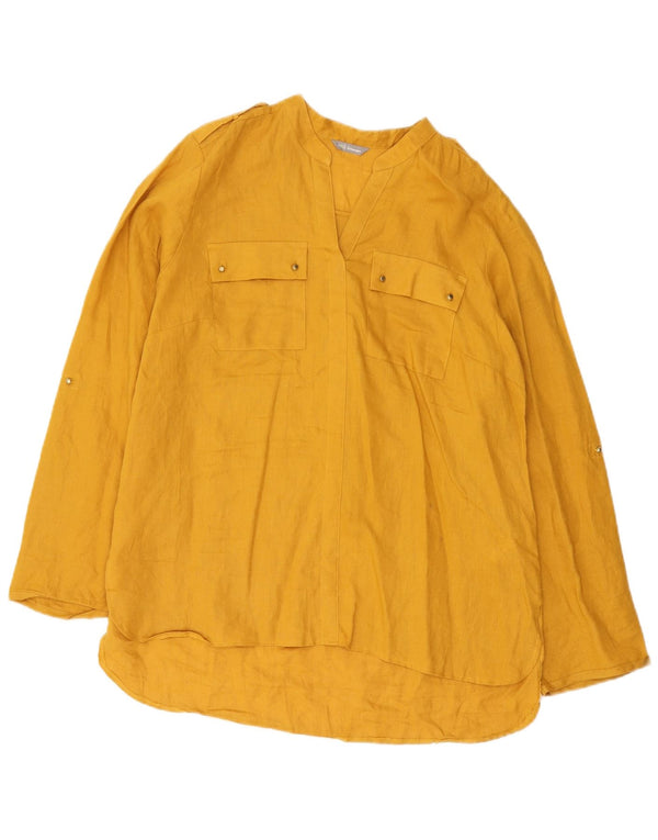 Blusa feminina Marks & Spencer UK 14 grande linho amarelo