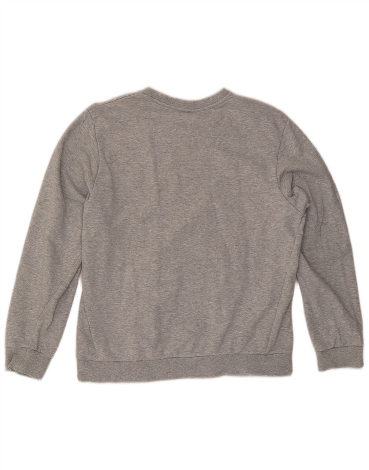 Lotto moletom feminino gráfico jumper UK 14 algodão manchado cinza médio