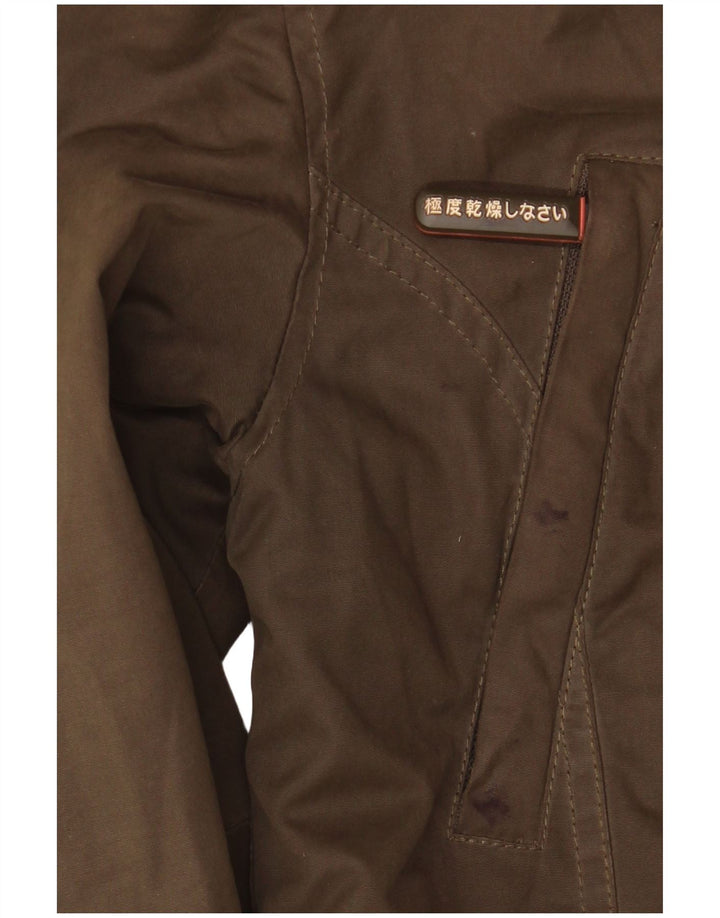 Jaqueta corta-vento feminina Superdry com capuz UK 14 poliéster cáqui médio