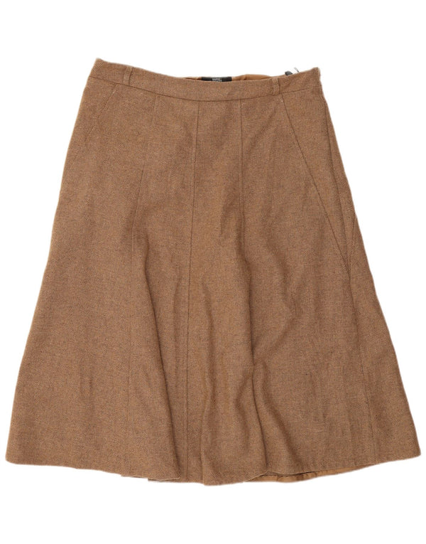 Saia feminina Marks & Spencer em linha A Reino Unido 14 grande W32 bege lã nova