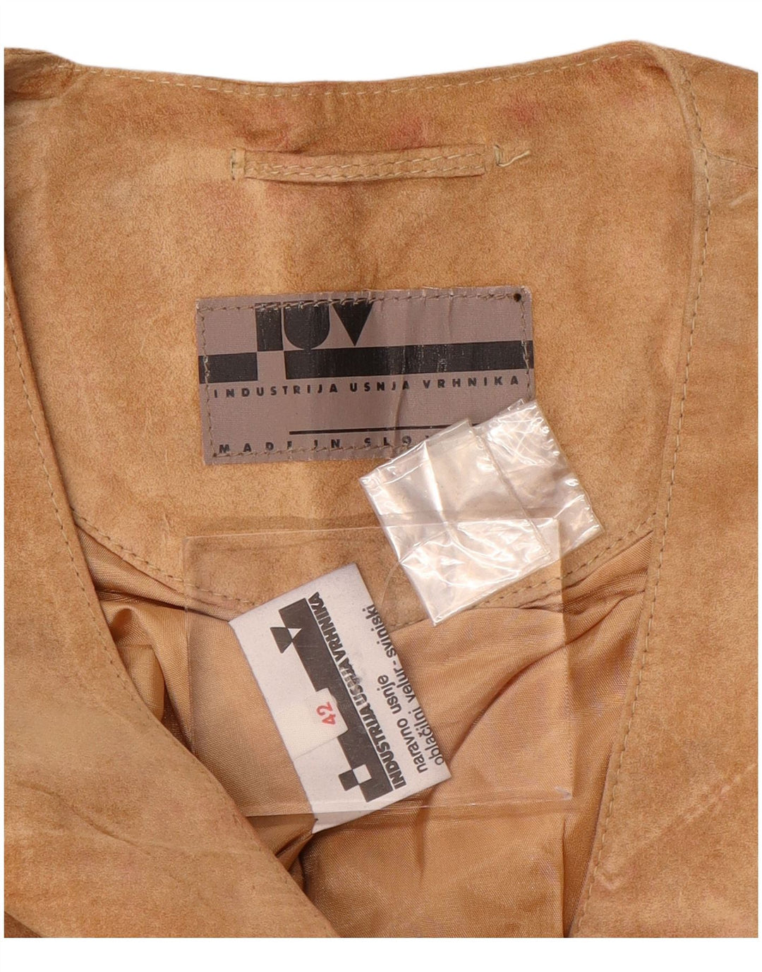 Colete feminino vintage de camurça IT 42 couro marrom médio