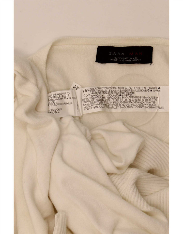 Suéter masculino Zara com decote em V médio algodão branco