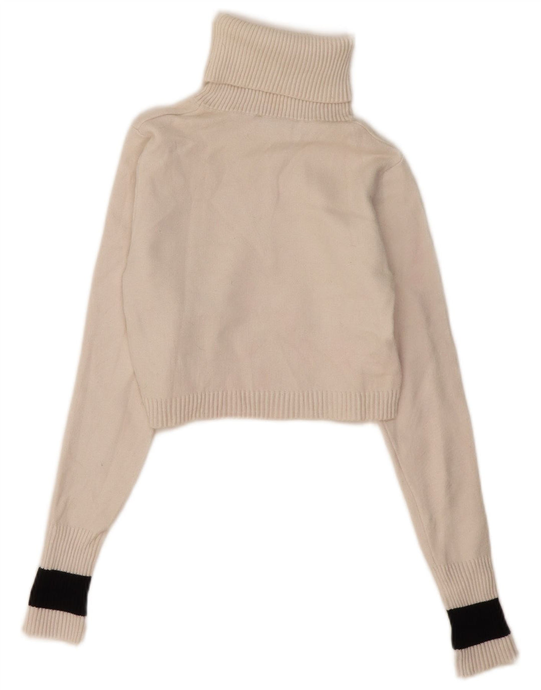 Zara Suéter feminino cropped com gola redonda Reino Unido 12 bloco colorido branco médio