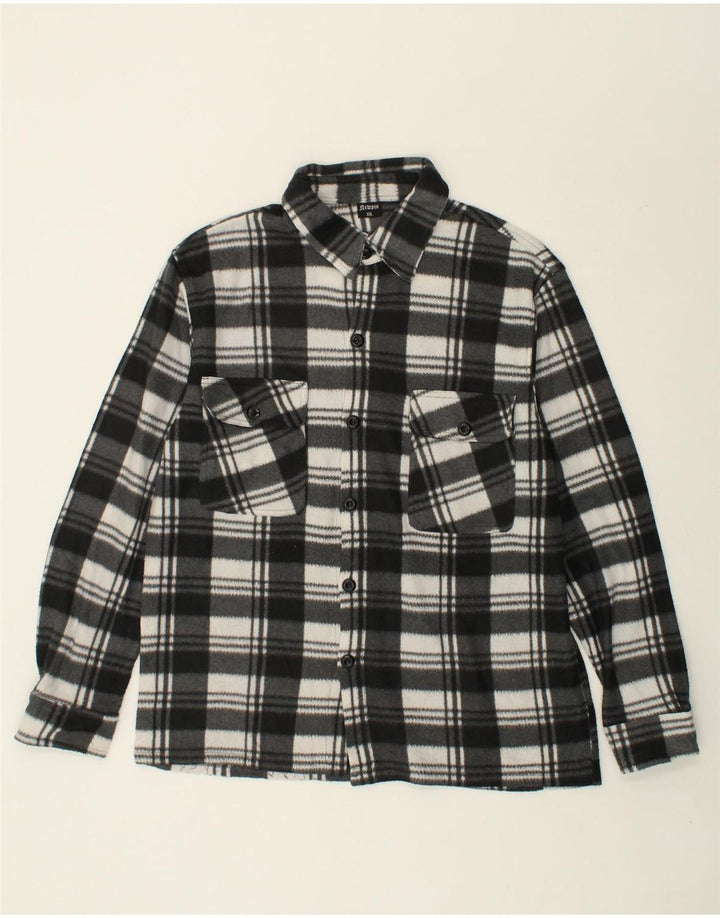 VINTAGE Mens Fleece Shirt 2XL Grey Check Cotton Vintage Vintage and Second-Hand Vintage from Messina Hembry 