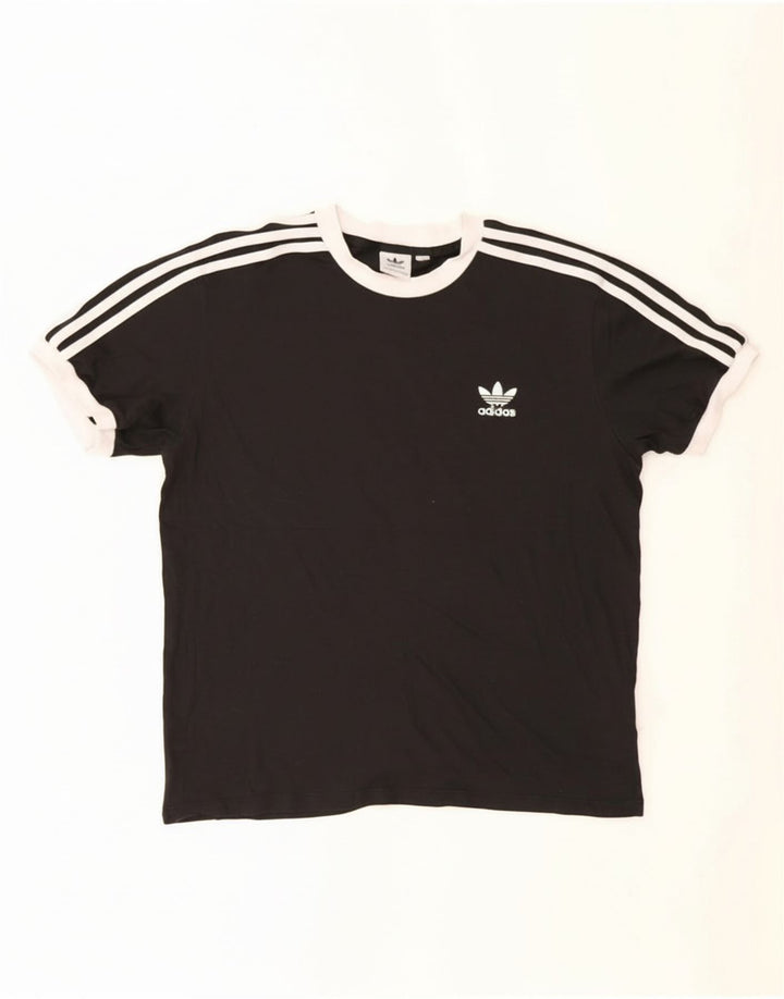 Adidas Mens Camiseta Top Médio Algodão Preto