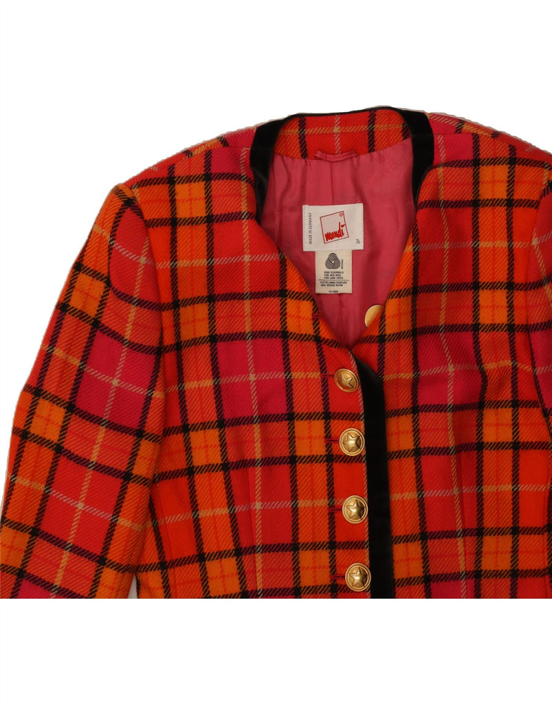 MONDI Womens 7 button Blazer Jacket EU 36 Small Orange Check Classic Vintage Mondi and Second-Hand Mondi from Messina Hembry 