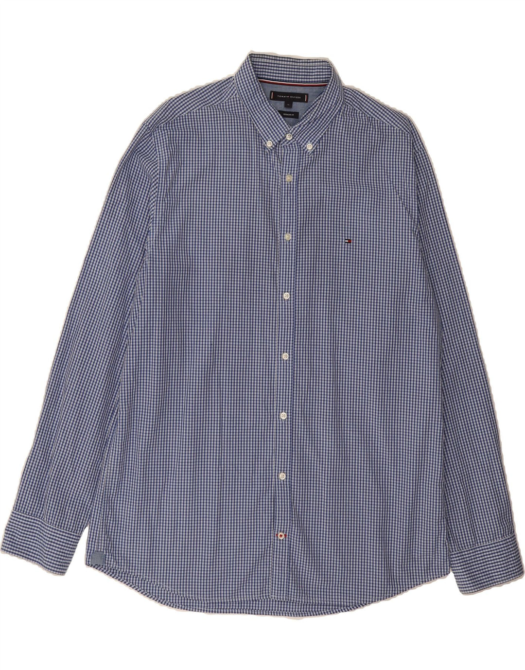 TOMMY HILFIGER Mens Regular Fit Shirt XL Blue Check Cotton Vintage Tommy Hilfiger and Second-Hand Tommy Hilfiger from Messina Hembry 