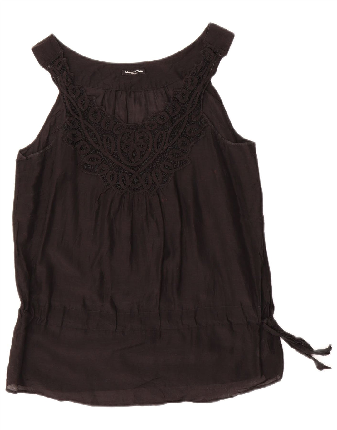 Blusa feminina sem mangas MASSIMO DUTTI UK 18 XL algodão preto