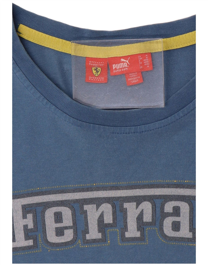 Camiseta masculina Puma Ferrari Graphic Top Azul Médio