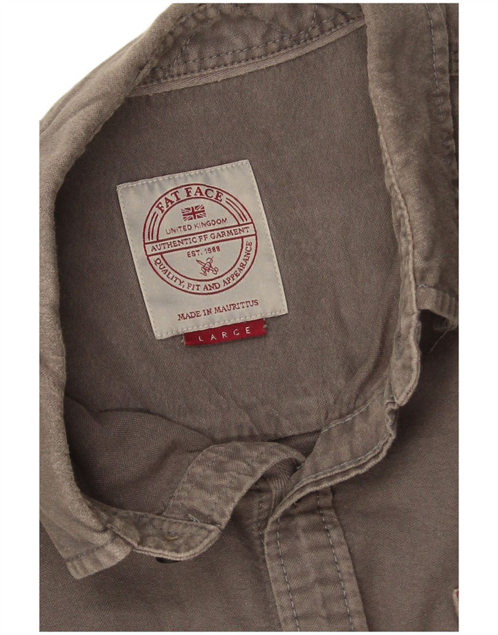 Camisa masculina Fat Face grande algodão cinza