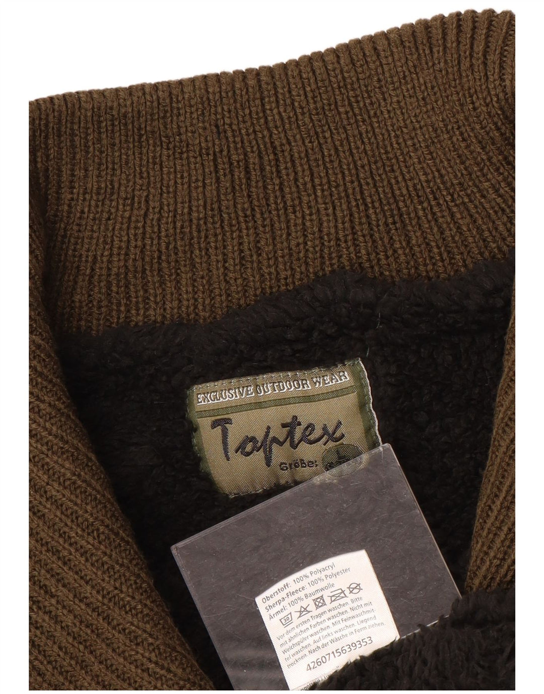 Suéter masculino VINTAGE com zíper e gola IT 52/54 grande marrom poliacrílico