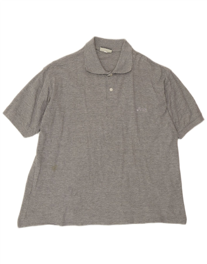 Camisa polo masculina ASICS grande algodão manchado cinza
