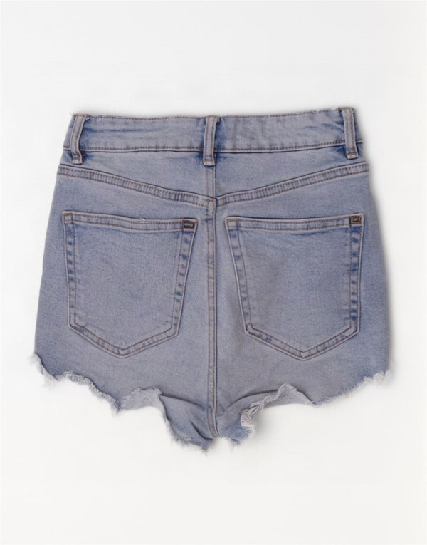 Zara Shorts jeans feminino desgastado UE 34 2XS W22 algodão azul