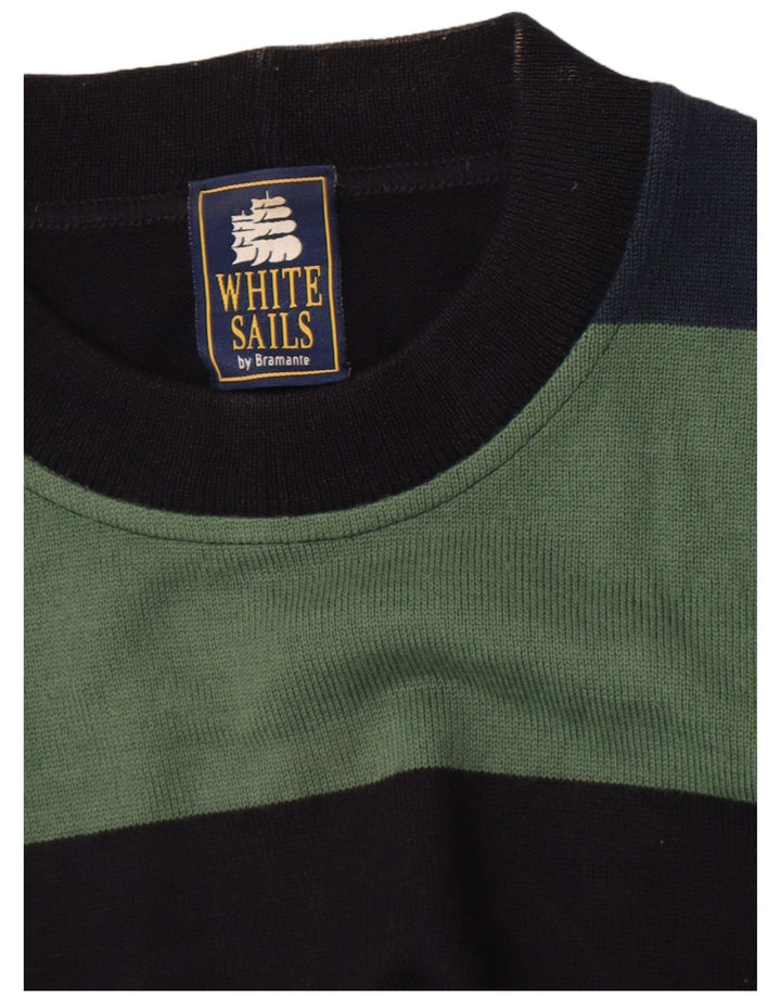 Suéter masculino branco Sails com gola redonda e grande bloco colorido multicolorido