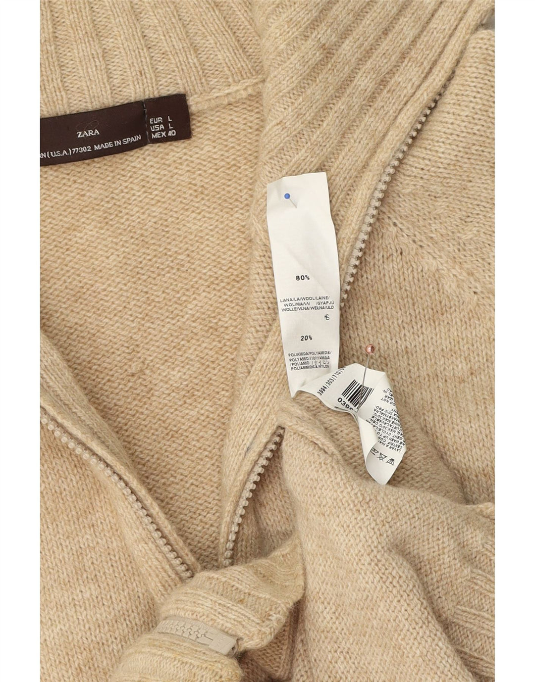 Suéter cardigã masculino Zara grande lã bege