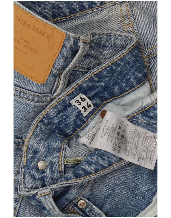 Jack & Jones Mens Slim Jeans W36 L34 Azul Algodão