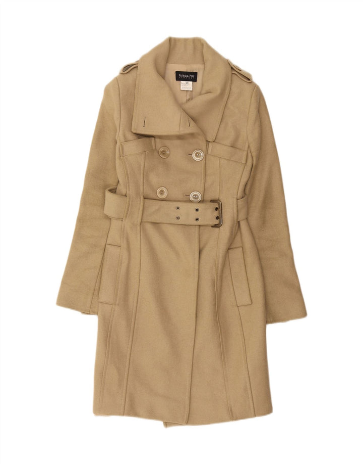 Patrizia Pepe Casaco feminino militar duplo breasted IT 40 Lã bege pequena