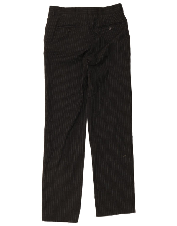 Calça masculina Zara Straight Suit EU 40 Médio W31 L34 Lã Risca de Giz Preta