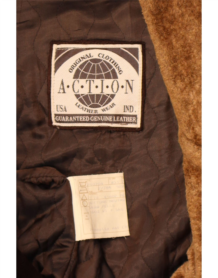Sobretudo de camurça masculino vintage IT 52 XL couro marrom