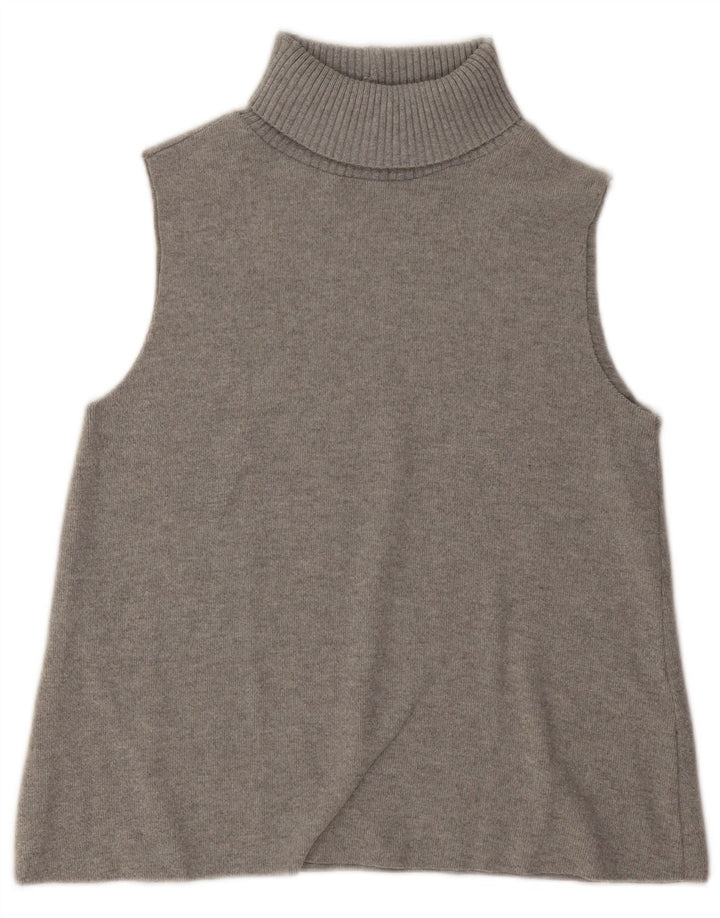 Zara Womens Roll Neck Vest Top UK 14 Poliéster Cinza Médio
