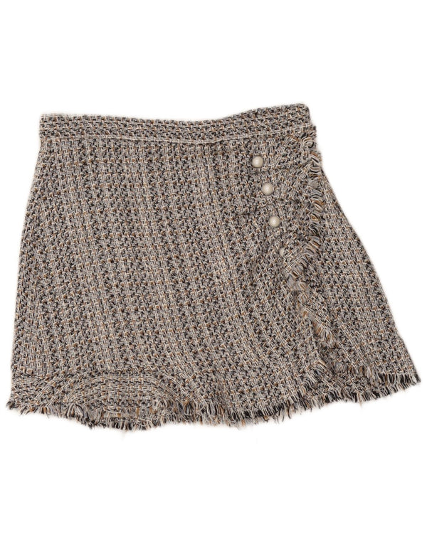 Saia feminina Zara A-Line grande W30 algodão manchado cinza