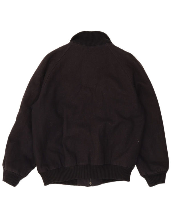 Vintage Mens Bomber Windbreaker Jacket IT 52 XL Black Wool