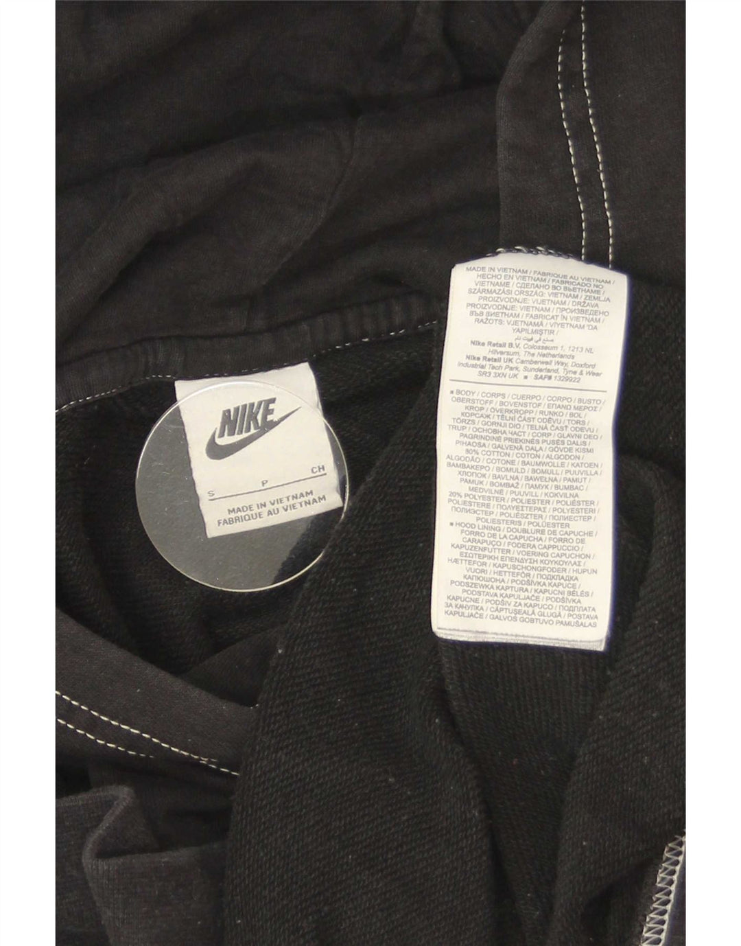 Jumper com capuz Nike masculino oversized pequeno algodão preto